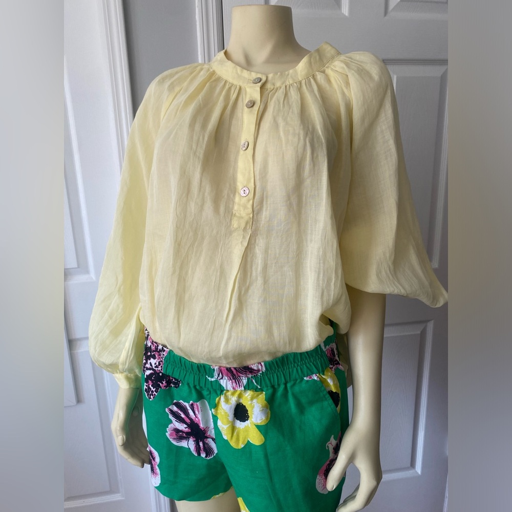 Zara 100% Ramie yellow blouse. Size Small.